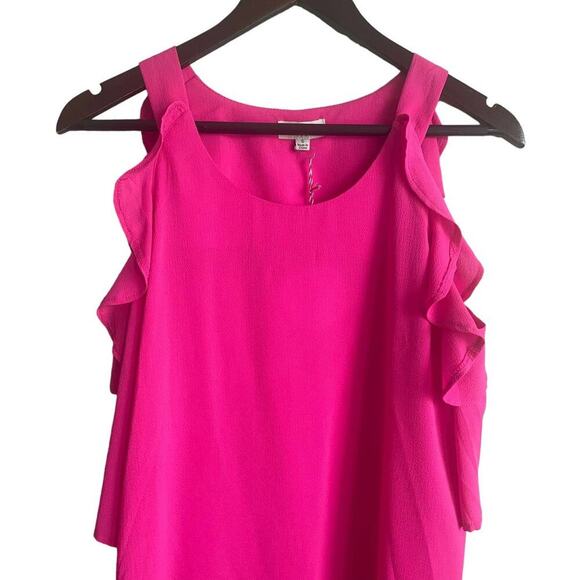 Umgee Women Top S Pink Ruffle‎ Vibrant Girly Festival Vacay Resort Cruise NEW - Picture 9 of 11